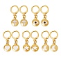 5Pairs 5 Styles Brass Huggie Hoop Earrings, with Enamel, Flat Round with Mixed Patterns