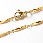 304 Stainless Steel Bar Link Chains Necklaces, with Lobster Claw Clasps, Faceted