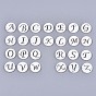 Natural Freshwater Shell Links Connectors, Flat Round with Letter