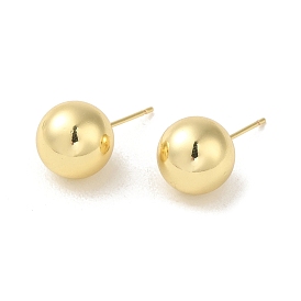 Rack Plated Brass Ball Stud Earrings for Women, Lead Free & Cadmium Free, Long-Lasting Plated