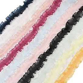 20 Yards Polyester Pleated Elastic Lace Trim, Ruffled Trimming for Bowknot Making