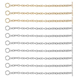 SUNNYCLUE Unisex 304 Stainless Steel Cable Chain Bracelets, with Toggle Clasps