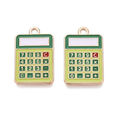 Emaille Anhänger Legierung, Taschenrechner-Charms, Licht Gold