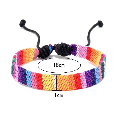 Cloth Rope Braided Flat Cord Bracelet, Ethnic Tribal Adjustable Bohemia Bracelet