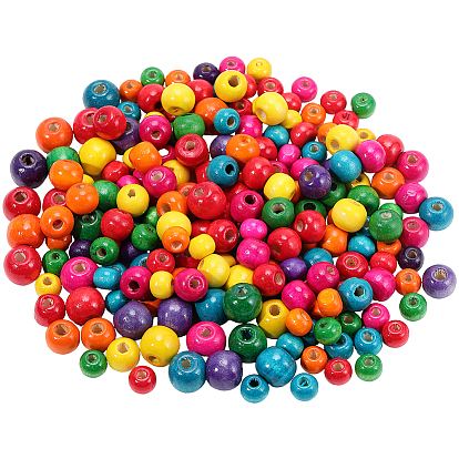 800шт 3 стили окрашенные бусины из натурального дерева, круглые, без свинца