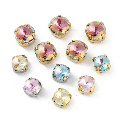 Латунные стеклянные стразы пришивные стразы, квадратный, граненые, разноцветные