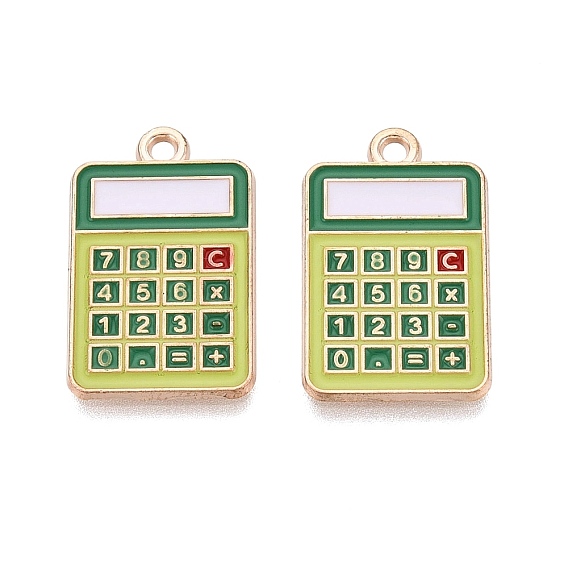 Alloy Enamel Pendants, Calculator Charms, Light Gold