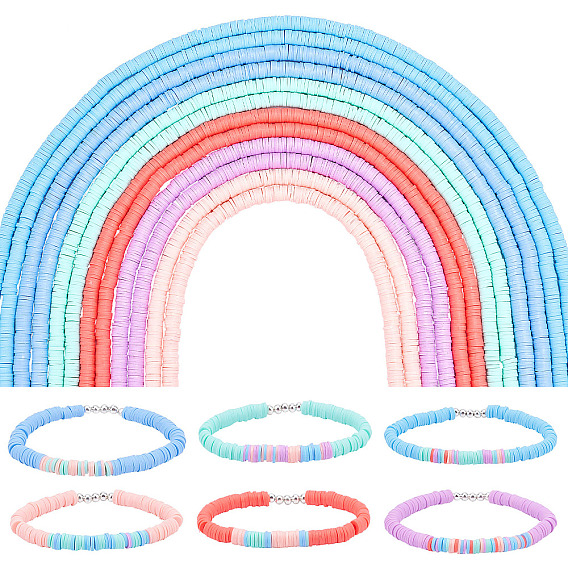 12 нити 6 цвета плоские круглые бусины из полимерной глины ручной работы, диск хейши бусины для гавайских серег браслет ожерелья ювелирных изделий