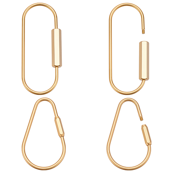 4 шт 2 стили латунные винтовые зажимы, овал и слеза