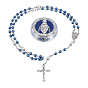 2 шт. четки из круглых стеклянных жемчужин синего цвета, ожерелья с подвеской в виде креста Иисуса из цинкового сплава, с круглыми подарочными коробками с зеркалами
