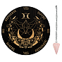 AHADEMAKER 1Pc Cone/Spike/Pendulum Natural Rose Quartz Stone Pendants, 1Pc 304 Stainless Steel Cable Chain Necklaces, 1Pc PVC Pendulum Board, Dowsing Divination Board