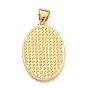 Brass Micro Pave Cubic Zirconia Pendants, with Gemstone, Real 18K Gold Plated, Oval