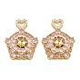 Brass Micro Pave Cubic Zirconia Peg Bails, Pentagon, for Half Drilled Beads