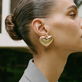 Серьги сплава, полосатое сердце