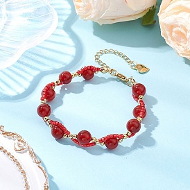 Круглые браслеты из натуральных камней с бусинами для женщин, со стеклянными бисеринами