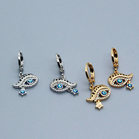 Turkish Blue Eye Jewelry Set with Eyelash Earrings, Oil Drop Zirconia Stones and Tassel Earings