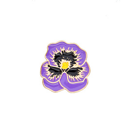 Charming Enamel Brooch with Purple Flower and Black Center for Fashionable Clothing, Backpacks or Gifts