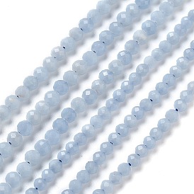 Natural Angelite Beads Strands, Faceted, Round