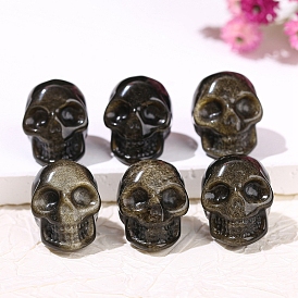 Natural Golden Sheen Obsidian Beads, Skull