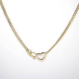 Brass Pendant Necklaces for Women, Hollow Heart