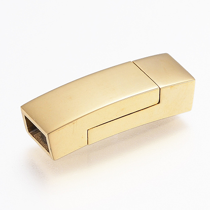 304 Stainless Steel Magnetic Clasps with Glue-in Ends, Rectangle