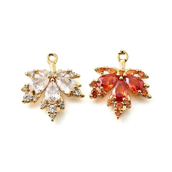 Латунные микропаве прозрачные подвески с фианитом, лист прелести, реальный 18 k позолоченный