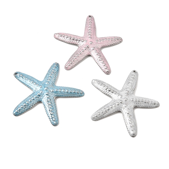 304 Stainless Steel with Enamel Big Pendants, Starfish Charms, Stainless Steel Color