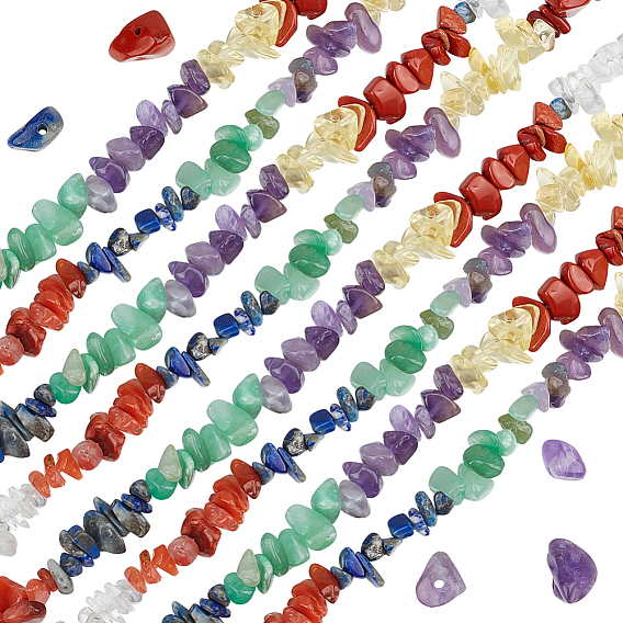 2 нити чакра натуральные смешанные драгоценные камни бусины нити, с синтетическими стеклянными бусинами, смешанные окрашенные и неокрашенные
