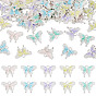 50Pcs 5 Colors Alloy Enamel Pendants, Butterfly, Platinum