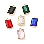 Rack Plating Alloy Glass Pendants, Faceted Rectangle Charms
