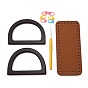 Kits de fabricación de bolsos de tejer de cuero de imitación pu diy, incluyendo la parte inferior de la bolsa de pc, mango de madera, 1 piezas de ganchillo y 2 piezas de marcador de punto