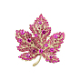 Rhinestone Maple Leaf Brooch Pin, Golden Alloy Badge for Backpack Clothes