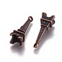 Tibetan Style Alloy Pendants, Eiffel Tower Charm for Bracelet Making, Cadmium Free & Lead Free, 24x8x7mm, Hole: 1.5mm