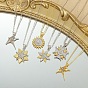 Brass Micro Pave Cubic Zirconia Pendant Necklaces for Women