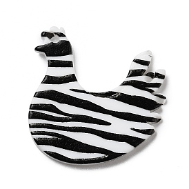 Stripe Pattern Opaque Acrylic Pendants, for DIY Earring Accessories, Chicken