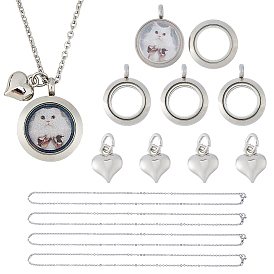 Комплекты ожерелья diy, в том числе 304 ожерелья и медальоны из нержавеющей стали, латунь сердце кулоны