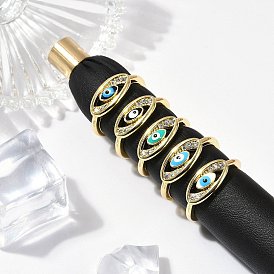 Кольца для женщин с эмалью из прозрачной латуни с микропаве из кубического циркония, без кадмия, без никеля и без свинца, овал с сглаза, реальный 18 k позолоченный
