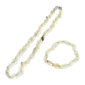 Natura Gemstone Chip Beads Bracelets & Necklaces Sets, with 304 Stainless Steel Clasps