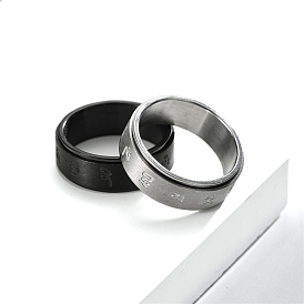 Titanium Steel Rotating Fidget Band Ring, Fidget Spinner Ring for Anxiety Stress Relief, Six-Word Mantra