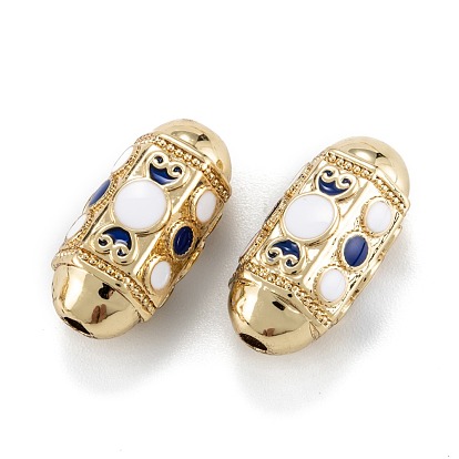 Real 18K Gold Plated Brass Beads, with Enamel, Long-Lasting Plated, Oval
