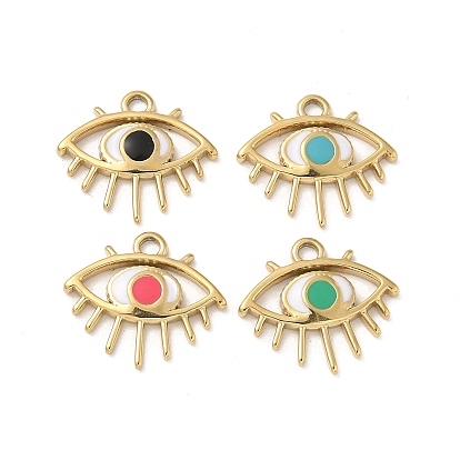 Ионное покрытие (ip) 304 брелоки из нержавеющей стали с эмалью, реальный 14 k позолоченный, очарование глаз