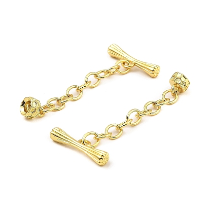 Brass Toggle Clasp with Chain, Long-Lasting Plated, Lead Free & Cadmium Free