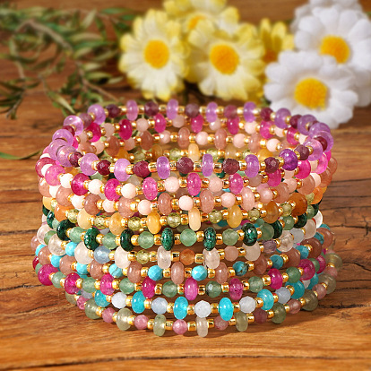 Женский эластичный браслет в стиле пляжного отдыха из натурального камня с бисером