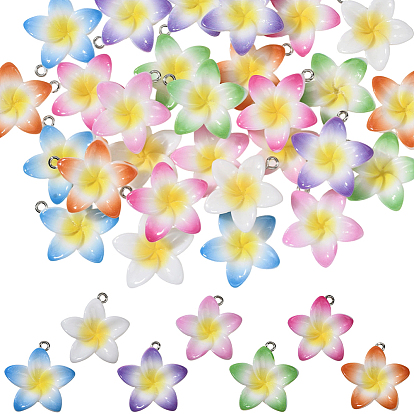 28 шт. 7 подвески из непрозрачной смолы, окрашенные методом запекания, Цветок лилии, с платиновой петлей, два тона