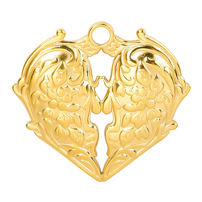 201 Stainless Steel Pendants, Heart Wing Charms
