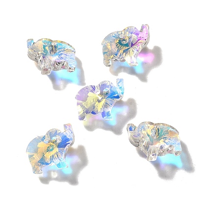 Стеклянные подвески, слон, AB цвет, граненые