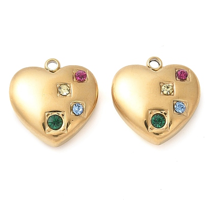 304 нержавеющая сталь с подвесками из стразов, ручная полировка, ионное покрытие (ip), сердце