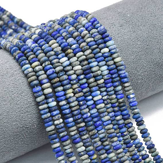 Нитки бусины из натурального ляписа-лазури, матовые, рондель