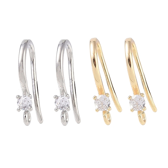 Латунь микро проложить кубического циркония серьги крючки, рыболовный крючок