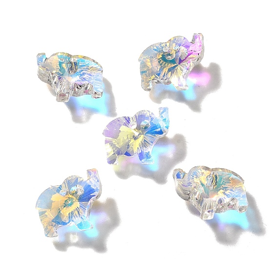 Стеклянные подвески, слон, AB цвет, граненые